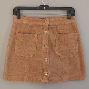 Ruby & Jenna Brown‎ Corduroy Mini-skirt with Front Button Down Sz S 100 Cotton